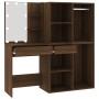 Dressing table with LED and oak brown plywood cabinet
