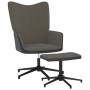 Silla de relajación con taburete terciopelo y PVC gris oscuro de vidaXL, Sillones - Ref: Foro24-327843, Precio: 82,45 €, Desc...