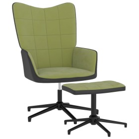 Silla de relajación con reposapiés terciopelo y PVC verde claro de vidaXL, Sillones - Ref: Foro24-327845, Precio: 88,14 €, De...