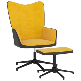 Sillón de relax con reposapiés terciopelo PVC amarillo mostaza de vidaXL, Sillones - Ref: Foro24-327849, Precio: 87,99 €, Des...