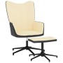 Silla de relajación con reposapiés terciopelo y PVC crema de vidaXL, Sillones - Ref: Foro24-327851, Precio: 92,34 €, Descuent...