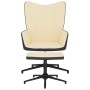 Silla de relajación con reposapiés terciopelo y PVC crema de vidaXL, Sillones - Ref: Foro24-327851, Precio: 92,34 €, Descuent...