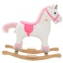 Unicornio balancín de peluche blanco y rosa 65x32x58 cm de vidaXL, Juguetes para mecerse y balancearse - Ref: Foro24-80219, P...