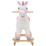 Unicornio balancín de peluche blanco y rosa 65x32x58 cm de vidaXL, Juguetes para mecerse y balancearse - Ref: Foro24-80219, P...