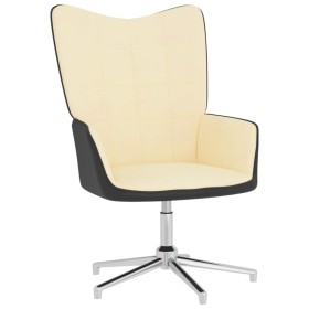 Sillón de relajación terciopelo blanco crema y PVC de vidaXL, Sillones - Ref: Foro24-327862, Precio: 71,99 €, Descuento: %