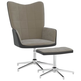 Relaxation chair with footrest in velvet and light gray PVC by vidaXL, Armchairs - Ref: Foro24-327864, Price: 85,99 €, Discou...