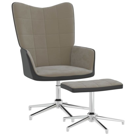 Relaxation chair with footrest in velvet and light gray PVC by vidaXL, Armchairs - Ref: Foro24-327864, Price: 85,09 €, Discou...