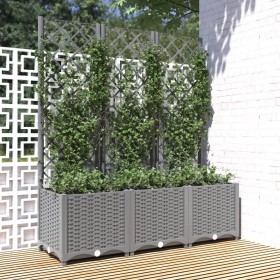 Light gray PP planter with trellis 120x40x136 cm by vidaXL, Pots and planters - Ref: Foro24-153274, Price: 102,57 €, Discount: %