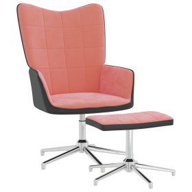 Sillón de relax con taburete terciopelo y PVC rosa de vidaXL, Sillones - Ref: Foro24-327868, Precio: 85,99 €, Descuento: %