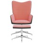 Sillón de relax con taburete terciopelo y PVC rosa de vidaXL, Sillones - Ref: Foro24-327868, Precio: 85,32 €, Descuento: %