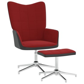 Silla de relajación con reposapiés terciopelo y PVC rojo tinto de vidaXL, Sillones - Ref: Foro24-327869, Precio: 122,99 €, De...