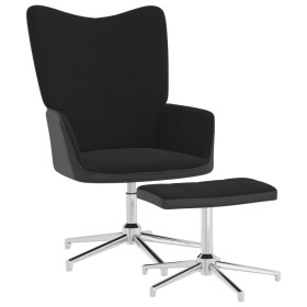 Silla de relajación con reposapiés terciopelo y PVC negro de vidaXL, Sillones - Ref: Foro24-327870, Precio: 94,51 €, Descuent...