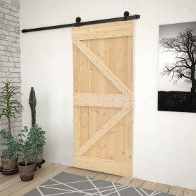 Puerta corredera con herrajes madera maciza de pino 90x210 cm de vidaXL, Puertas - Ref: Foro24-3057498, Precio: 178,08 €, Des...