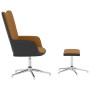 Silla de relajación con reposapiés terciopelo y PVC marrón de vidaXL, Sillones - Ref: Foro24-327872, Precio: 94,99 €, Descuen...