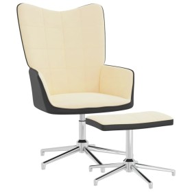 Silla de relajación con reposapiés terciopelo y PVC crema de vidaXL, Sillones - Ref: Foro24-327873, Precio: 85,99 €, Descuent...