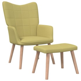 Silla de relajación con taburete de tela verde de vidaXL, Sillones - Ref: Foro24-327935, Precio: 135,02 €, Descuento: %