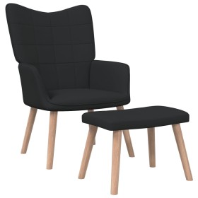 Sillón de relax con reposapiés tela negro de vidaXL, Sillones - Ref: Foro24-327936, Precio: 123,99 €, Descuento: %