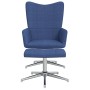 Silla de relajación con reposapiés tela azul de vidaXL, Sillones - Ref: Foro24-328000, Precio: 116,95 €, Descuento: %