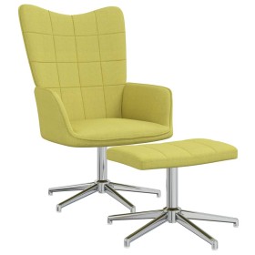 Silla de relajación con reposapiés de tela verde de vidaXL, Sillones - Ref: Foro24-328001, Precio: 116,99 €, Descuento: %