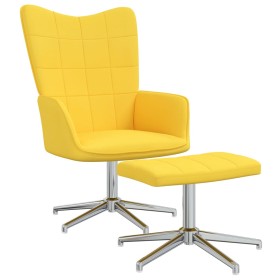 Silla de relajación con reposapiés tela amarillo mostaza de vidaXL, Sillones - Ref: Foro24-328003, Precio: 94,99 €, Descuento: %