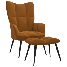 Silla de relajación con reposapiés terciopelo marrón de vidaXL, Sillones - Ref: Foro24-328092, Precio: 128,07 €, Descuento: %