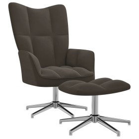 Silla de relajación con taburete terciopelo gris oscuro de vidaXL, Sillones - Ref: Foro24-328129, Precio: 155,99 €, Descuento: %