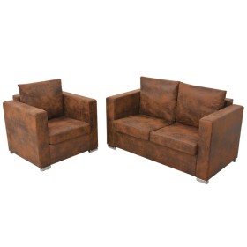 vidaXl Artificial Suede Leather 2-Piece Sofa Set by vidaXL, Sofas - Ref: Foro24-274883, Price: 635,99 €, Discount: %