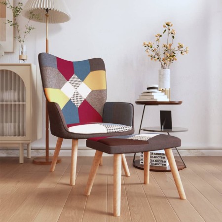 Silla de relajación con reposapiés tela patchwork de vidaXL, Sillones - Ref: Foro24-328184, Precio: 128,99 €, Descuento: %