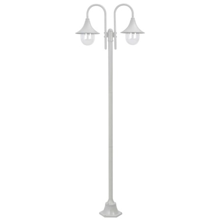 Gartenstraßenlampe mit 2 weißen Aluminiumlampen E27 220 cm von vidaXL, Außenbeleuchtung - Ref: Foro24-44208, Preis: 116,14 €,...