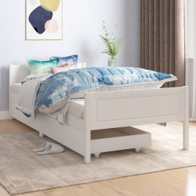 Bed frame with 2 drawers white pine wood 90x200 cm by vidaXL, Beds and slatted bases - Ref: Foro24-3060497, Price: 198,99 €, ...