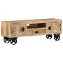 TV cabinet with wheels solid rough mango wood 110x30x37 cm by vidaXL, TV Furniture - Ref: Foro24-328317, Price: 205,99 €, Dis...