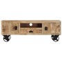 TV cabinet with wheels solid rough mango wood 110x30x37 cm by vidaXL, TV Furniture - Ref: Foro24-328317, Price: 205,99 €, Dis...