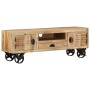 TV cabinet with wheels solid rough mango wood 110x30x37 cm by vidaXL, TV Furniture - Ref: Foro24-328317, Price: 205,99 €, Dis...