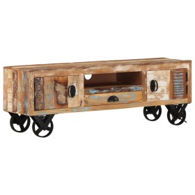 TV cabinet with wheels solid recycled wood 110x30x37 cm by vidaXL, TV Furniture - Ref: Foro24-328318, Price: 213,99 €, Discou...