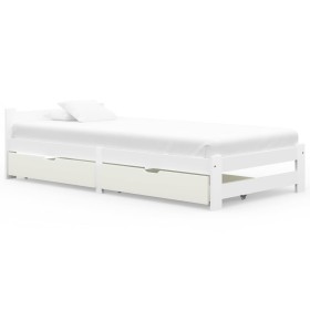 Bed frame with 2 drawers white pine wood 100x200 cm by vidaXL, Beds and slatted bases - Ref: Foro24-3060469, Price: 219,99 €,...