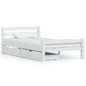 Bed frame with 2 drawers white pine wood 100x200 cm by vidaXL, Beds and slatted bases - Ref: Foro24-3060487, Price: 222,99 €,...