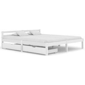 Bed frame with 2 drawers white pine wood 160x200 cm by vidaXL, Beds and slatted bases - Ref: Foro24-3060418, Price: 242,86 €,...