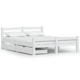 Bed frame with 2 drawers white pine wood 140x200 cm by vidaXL, Beds and slatted bases - Ref: Foro24-3060489, Price: 251,99 €,...