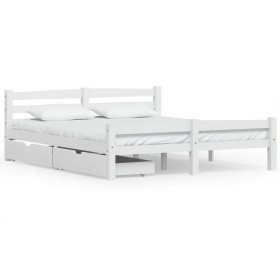 Bed frame with 2 drawers white pine wood 160x200 cm by vidaXL, Beds and slatted bases - Ref: Foro24-3060490, Price: 284,99 €,...