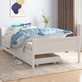 Bed frame with 2 drawers white pine wood 100x200 cm by vidaXL, Beds and slatted bases - Ref: Foro24-3060498, Price: 233,74 €,...