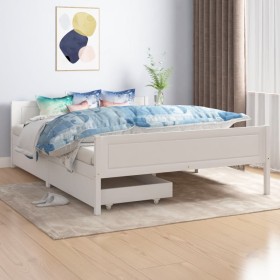 Bed frame with 2 drawers white pine wood 140x200 cm by vidaXL, Beds and slatted bases - Ref: Foro24-3060500, Price: 260,99 €,...