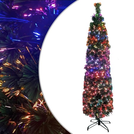 Narrow artificial Christmas tree with fiber optic support, 120 cm. by vidaXL, Christmas trees - Ref: Foro24-328443, Price: 23...