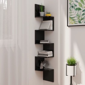 Black gloss engineered wood corner wall shelf by vidaXL, Shelves and shelves - Ref: Foro24-326838, Price: 33,07 €, Discount: %