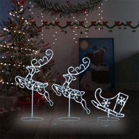 Flying reindeer and warm white sleigh 260x21x87 cm by vidaXL, Christmas lights - Ref: Foro24-328510, Price: 71,64 €, Discount: %