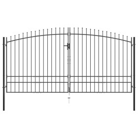 Puerta doble para valla con puntas de lanza 400x248 cm de vidaXL, Puertas de jardín - Ref: Foro24-145742, Precio: 370,76 €, D...