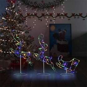 Flying reindeer and colorful sleigh 260x21x87 cm by vidaXL, Christmas lights - Ref: Foro24-328512, Price: 57,99 €, Discount: %