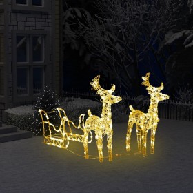 Reno y trineo adorno navideño 160 LEDs acrílico 130 cm de vidaXL, Luces de Navidad - Ref: Foro24-328514, Precio: 54,68 €, Des...