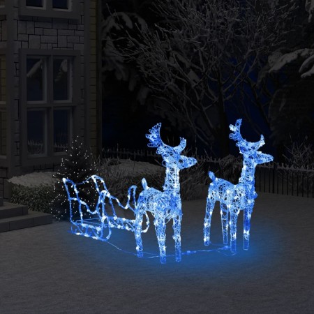 Reindeer and sleigh Christmas ornament 160 LEDs acrylic 130 cm by vidaXL, Christmas lights - Ref: Foro24-328520, Price: 75,58...