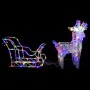 Reindeer and sleigh Christmas ornament 160 LEDs acrylic 130 cm by vidaXL, Christmas lights - Ref: Foro24-328522, Price: 65,32...