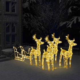 Christmas decoration reindeer and acrylic sleigh 280x28x55 cm by vidaXL, Christmas lights - Ref: Foro24-328524, Price: 104,99...